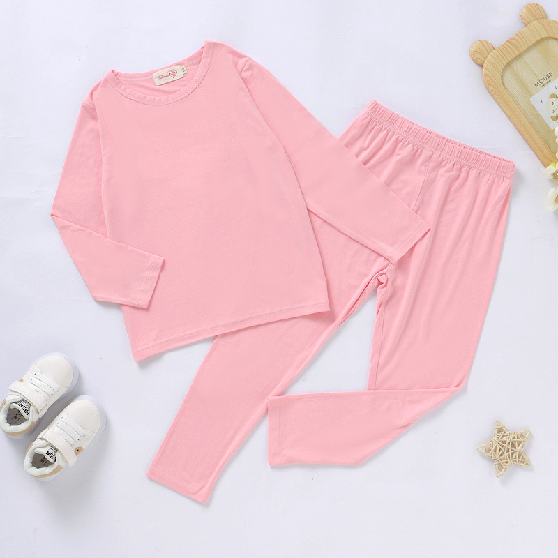 Super Soft and cool 12M-10Y Bamboo Pajamas Summer Children Sleepwear home wear Set Cozy PINK 